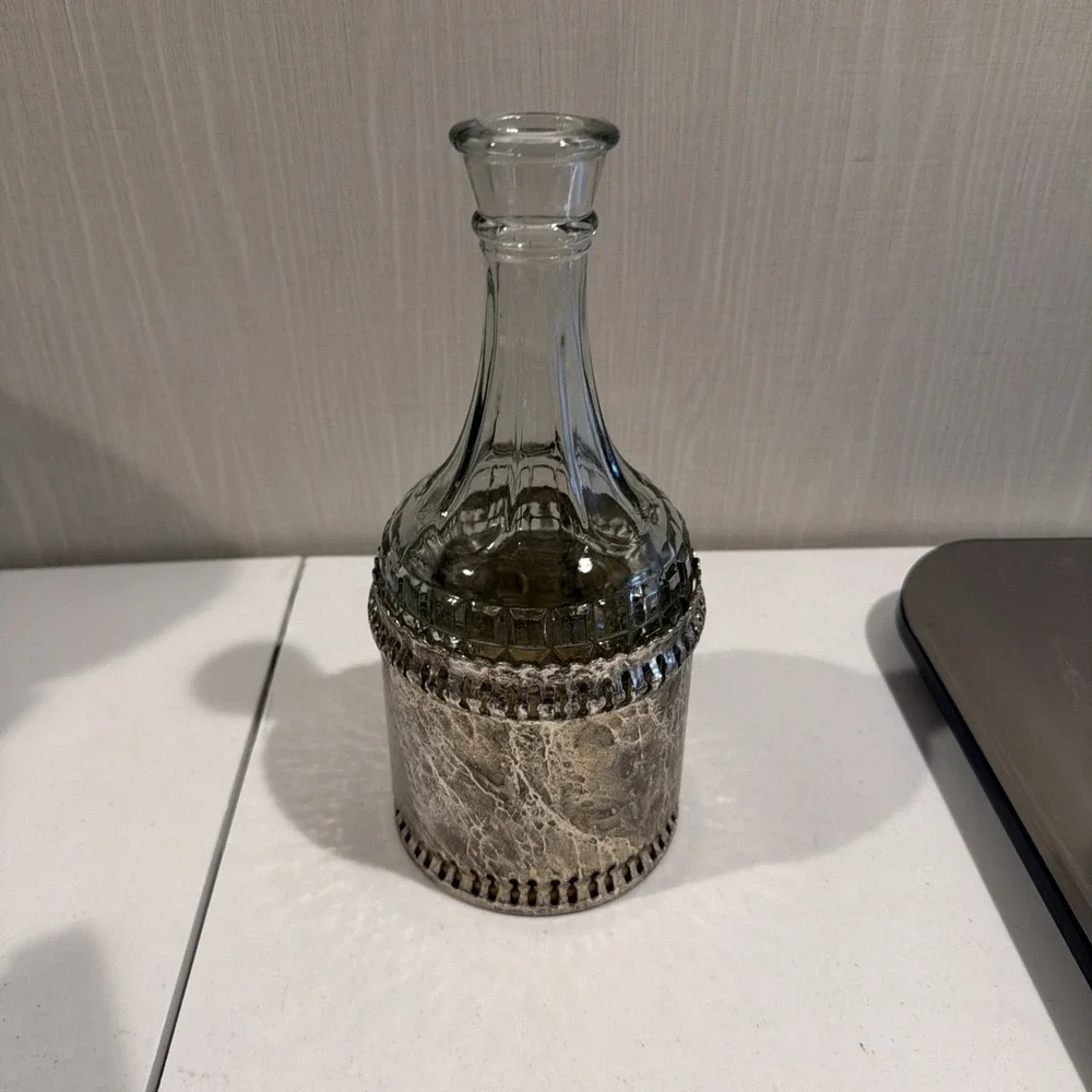 Vtg Gales of Sheffield England Silver Plate‎ Crystal Decanter Bottle No Top